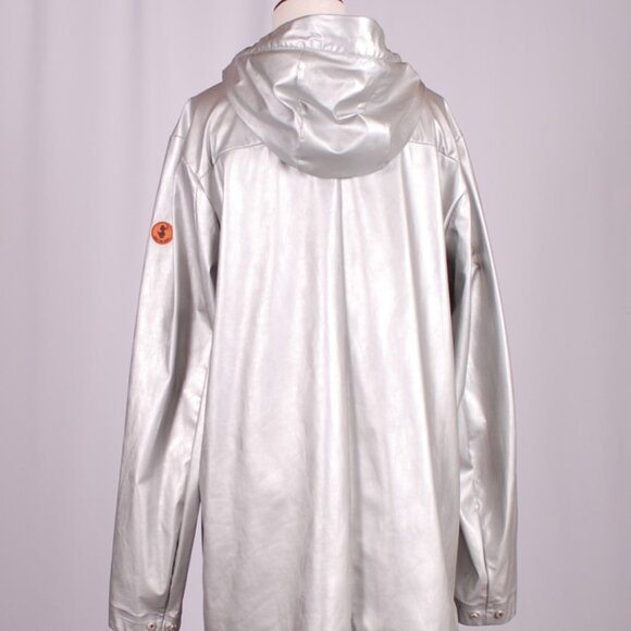EUC Save the Duck Hooded Siver Raincoat, Sz - 4 (L/XL) - Picture 6 of 7